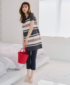 Tiaclasse 【新色追加・洗える】マルチボーダーフレンチニットチュニック