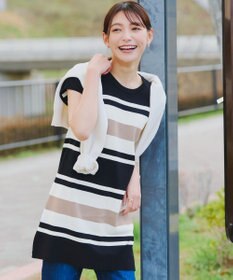Tiaclasse 【新色追加・洗える】マルチボーダーフレンチニットチュニック