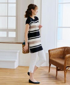 Tiaclasse 【新色追加・洗える】マルチボーダーフレンチニットチュニック