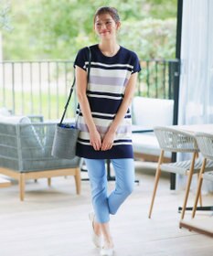 Tiaclasse 【新色追加・洗える】マルチボーダーフレンチニットチュニック