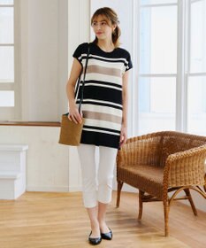 Tiaclasse 【新色追加・洗える】マルチボーダーフレンチニットチュニック