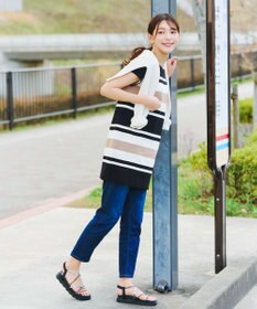 Tiaclasse 【新色追加・洗える】マルチボーダーフレンチニットチュニック