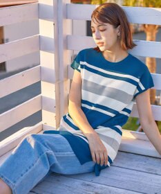 Tiaclasse 【新色追加・洗える】マルチボーダーフレンチニットチュニック