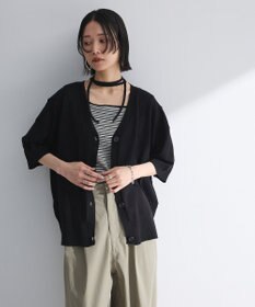 Green Parks 刺繍コードＶネックフレンチカーディガン