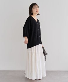 Green Parks 刺繍コードＶネックフレンチカーディガン