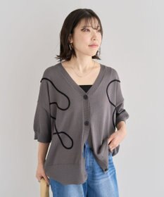 Green Parks 刺繍コードＶネックフレンチカーディガン