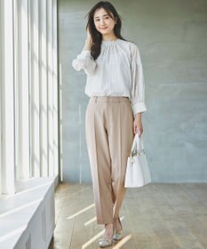 ANY SIS 【洗える】シャーリングフリルスタンド ブラウス