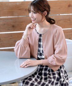 Tiaclasse 【洗える】女性らしさ引き立つリボン袖ギャザーワンピース