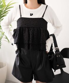 WEGO ワンポイントデザインフィンガーホールリブロンT