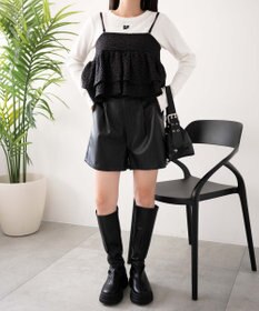 WEGO ワンポイントデザインフィンガーホールリブロンT