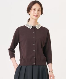 J.PRESS LADIES S 【2WAY】レースカラーコンビ カーディガン