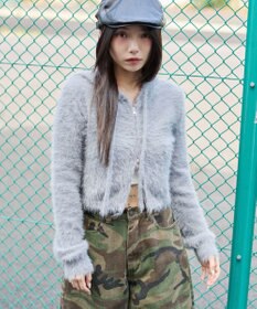 WEGO 【25秋冬新作】シャギーニットジップパーカー