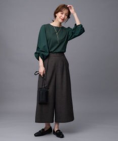 ANY L 【洗濯機可能/ウエストゴム】ライトツイード ワイドパンツ