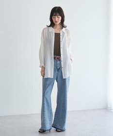 YECCA VECCA 綿麻シアーボリュームギャザーシャツ