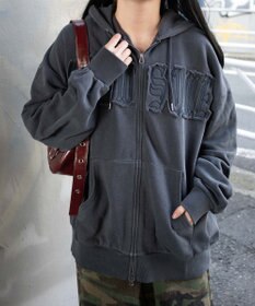 WEGO ヴィンテージウォッシュパッチワークBIGZIPパーカー