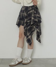 WEGO アシンメトリーチェックミニスカパン