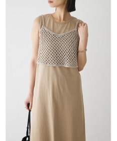 Green Parks ニットビスチェ付きカットソーワンピース