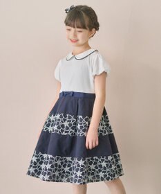組曲 KIDS 【110-140㎝】フラワーパネルボーダー ワンピース