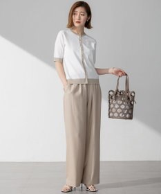 23区 L 【接触冷感/UVカット/洗える】ドライスラブストレッチ ワイド パンツ