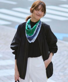 23区 【撥水加工】ソフトメモリータフタ ミドル丈 ブルゾン ブラック系