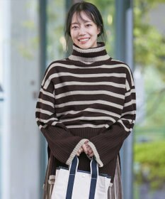 Tiaclasse 【洗える】ハイネックボーダープルオーバー