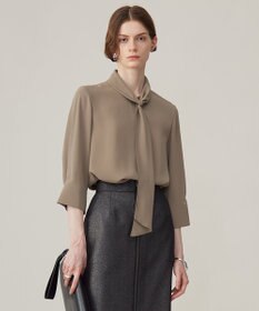 ICB L 【接触冷感・UVケア・速乾・洗える】BackSatinAmunzen ボウタイブラウス