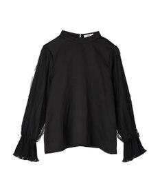 earth music&ecology チュール袖スタンドカラートップス