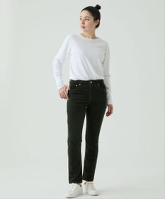 caqu スリムストレート 裏起毛コーデュロイパンツ