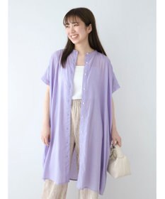 Green Parks インド綿　パイピングバンドカラーシャツチュニック