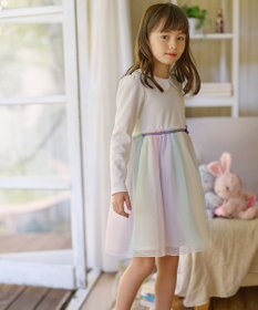 ANY KIDS 花柄ドッキングチュールワンピース