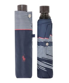 MOONBAT 【WEB限定】POLO RALPH LAUREN)（ポロ ラルフローレン）ワンポイントポロポニー×裾ボーダー 折りたたみ傘