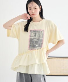 earth music&ecology 異素材ドッキンググラフィックTシャツ