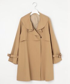 Feroux 【洗える】ラッフルカラーミドル丈 トレンチ