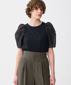 uncrave ダブルフェイスジャージー オーガンジーコンビトップス