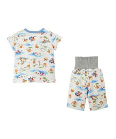 MIKI HOUSE HOT BISCUITS 【80-120cm】 リゾートビーンズ 腹巻き付き タック天竺素材 半袖パジャマ