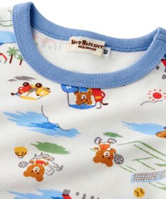 MIKI HOUSE HOT BISCUITS 【80-120cm】 リゾートビーンズ 腹巻き付き タック天竺素材 半袖パジャマ