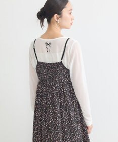 earth music&ecology 切替パイピングフラワーキャミワンピース