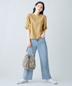 ANY L ツイストスリーブボーダートップス