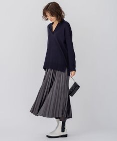 23区 S 【10色展開】ウーステッドウール 重ね襟Vネック ニット