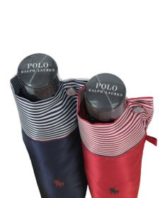 MOONBAT 【WEB限定】POLO RALPH LAUREN)（ポロ ラルフローレン）ワンポイントポロポニー×裾ボーダー 折りたたみ傘