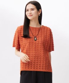 自由区 【カタログ掲載・セットアップ対応・洗える】シアーカットジャカード ニット グラムレッド