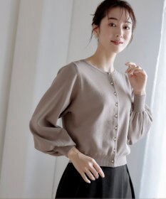 Tiaclasse 【洗える】パールボタンニットカーデ