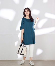 Tiaclasse 【洗える】フレアカフスポンチチュニックブラウス