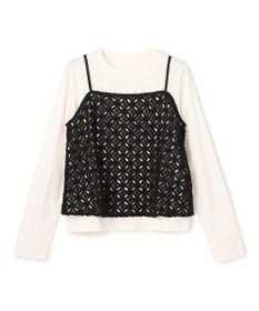 UNFILO 【2点セット】ラッセルレース キャミレイヤード Tシャツ