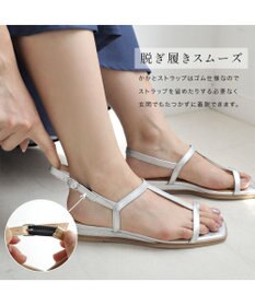 Pointer 日本製 本革ゴム仕様ストラップスクエアトゥサンダル