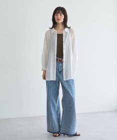 YECCA VECCA 綿麻シアーボリュームギャザーシャツ