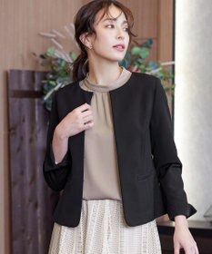 Tiaclasse L 【ダブルクロス・洗える】ノーカラージャケット