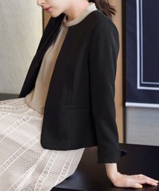 Tiaclasse L 【ダブルクロス・洗える】ノーカラージャケット