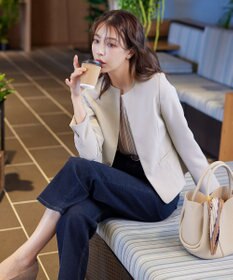 Tiaclasse L 【ダブルクロス・洗える】ノーカラージャケット