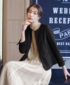 Tiaclasse L 【ダブルクロス・洗える】ノーカラージャケット